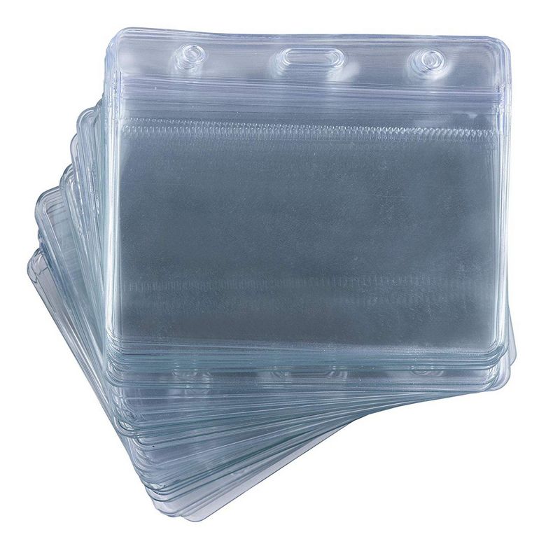 Badge Holder - 100-Pack Clear Plastic, Resealable Name Tag Holder, 4 x 3 Inches