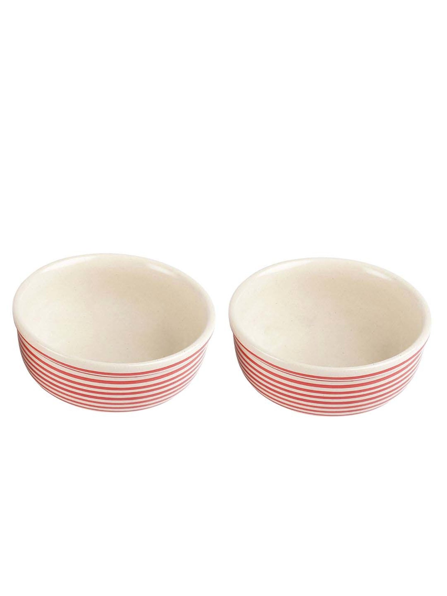 VarEesha Parikrama Red & White Ceramic Large Serving Bowl (0.55 L) - Set of 2