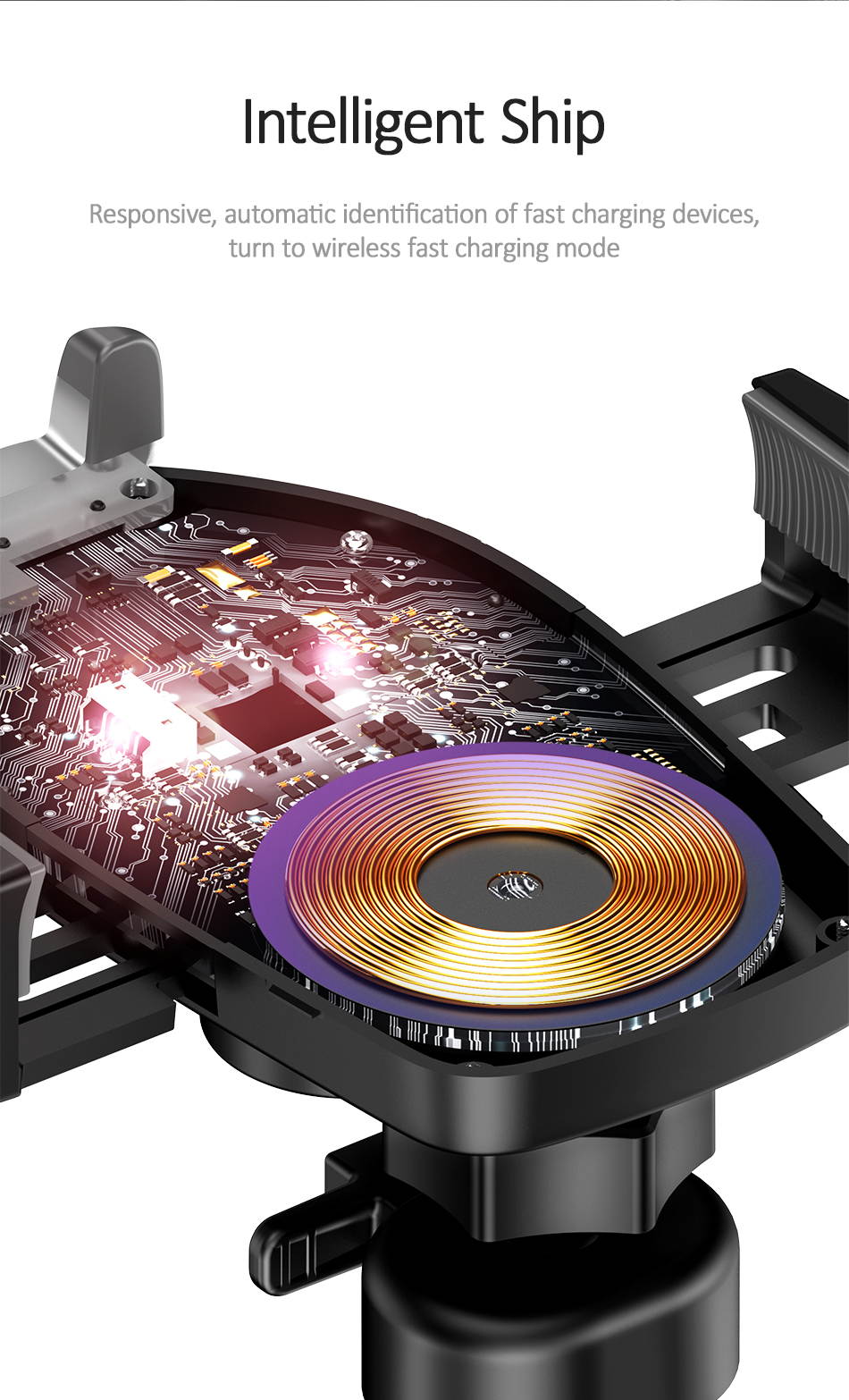 USAMS 360 Rotation Automatic Qi Wireless Charger Car Holder Air Vent Fast Charging Pad Phone Charger for iPhone XS XR 8 Samsung