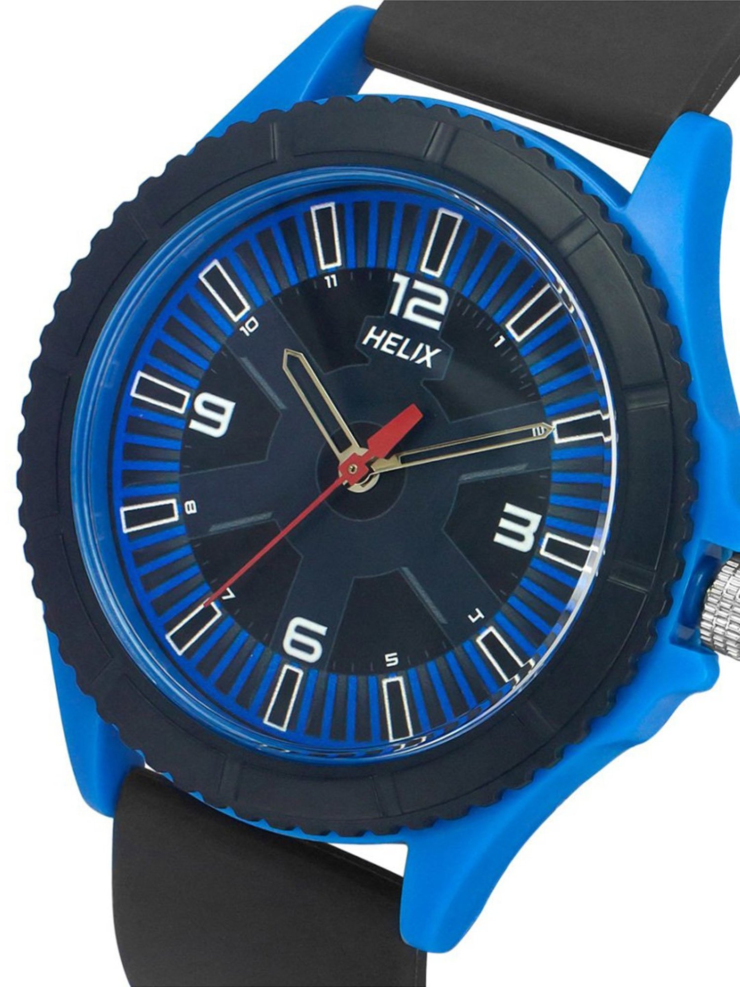 Helix By Timex Black/Blue Round Dial Analog Silicone Men Watch - TW033HG21
