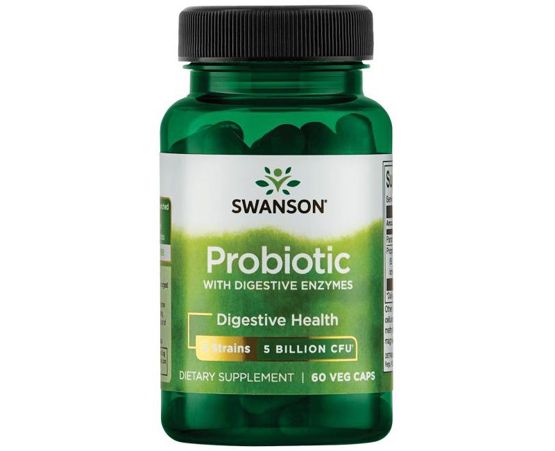Swanson Probiotic with Digestive Enzymes 5 Billion Cfu 60 Veggie Capsules.