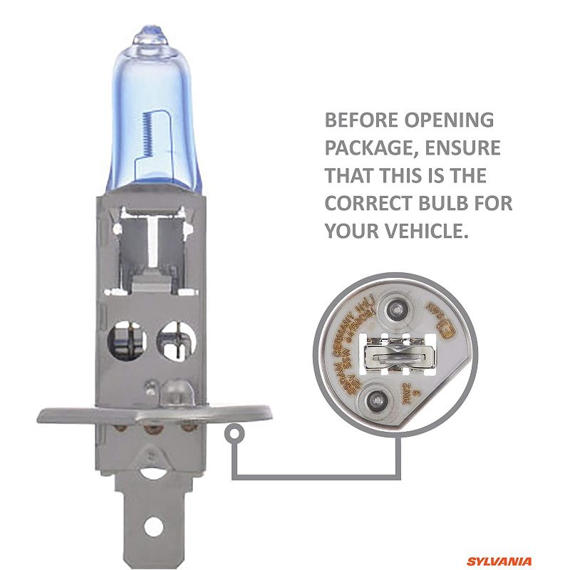 Sylvania H1SZ.BB2 High Performance SilverStar zXe H1 Halogen Fog Light Bulb HID Attitude and Xenon Fueled, White (2 Pack)