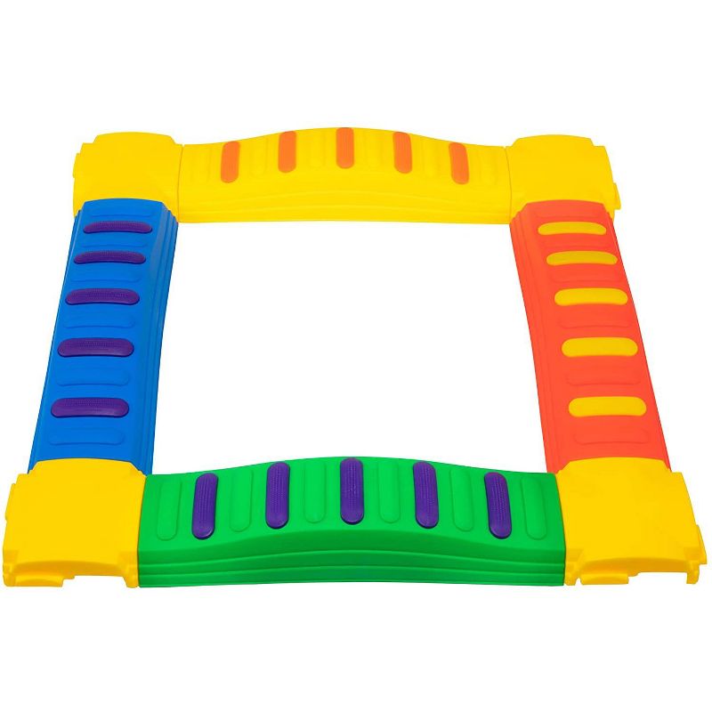 Sunny & Fun 8pc Balance Beam Gymnastics Obstacle Course for Kids | Interlocking Stepping Boards w/Rubber Grip & Non Slip Surface | Indoor & Outdoor Toy Improves Coordination & Strength | Max 220 Lbs.