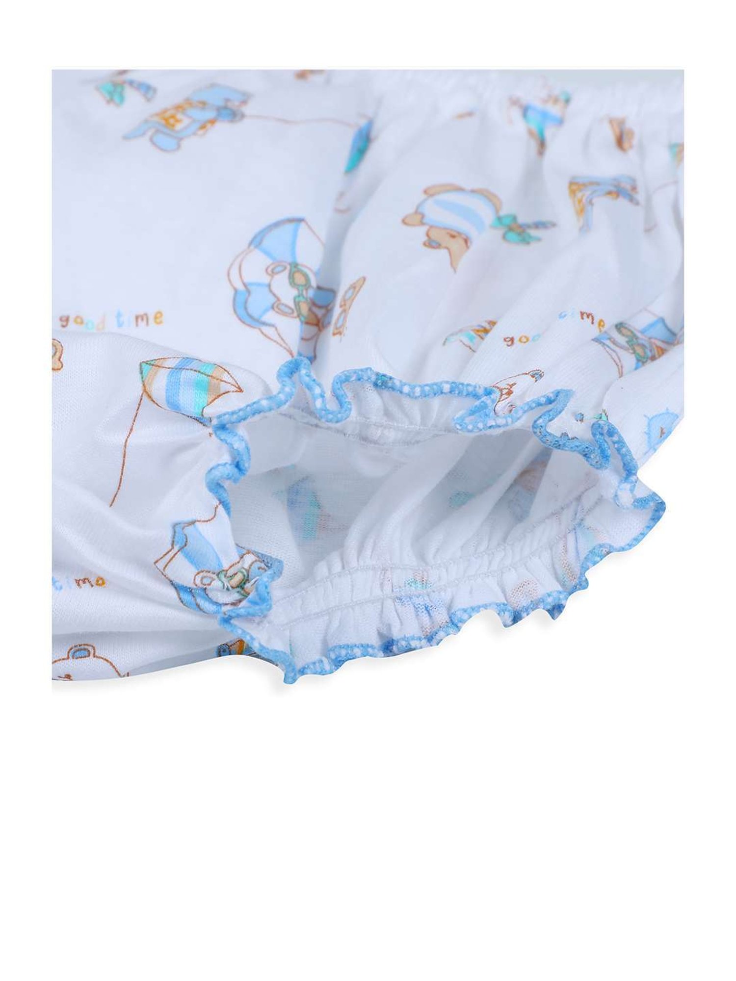 Baby Moo Kids Blue Cotton Printed Vest Set