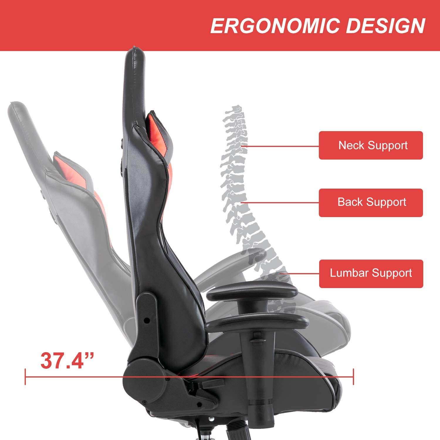 Gaming Chair Racing Video Game Chairs High Back Ergonomic Office Computer Desk Chair with Headrest