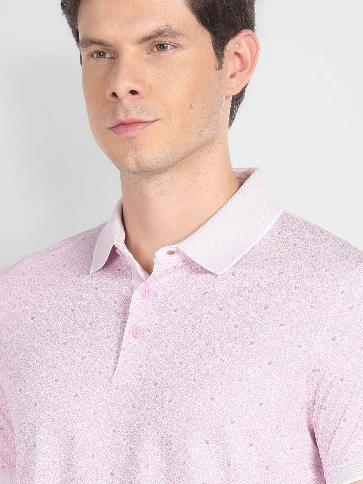 Arrow Purple Cotton Regular Fit Printed Polo T-Shirt