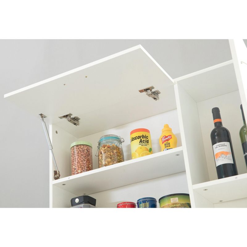 Basicwise Kitchen Pantry Storage Cabinetwith Doors and Shelves, White