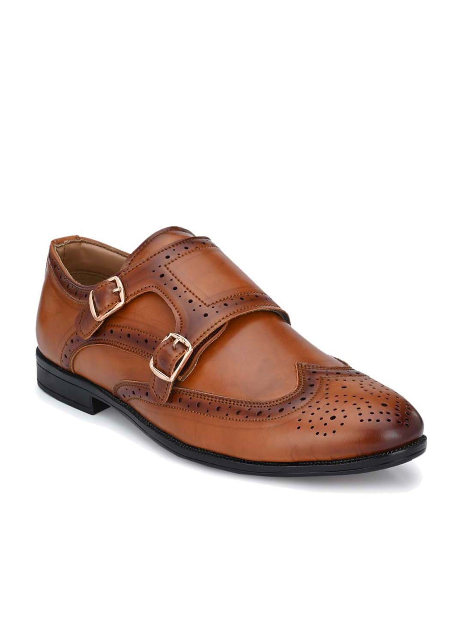 El Paso Men's Tan Monk Shoes