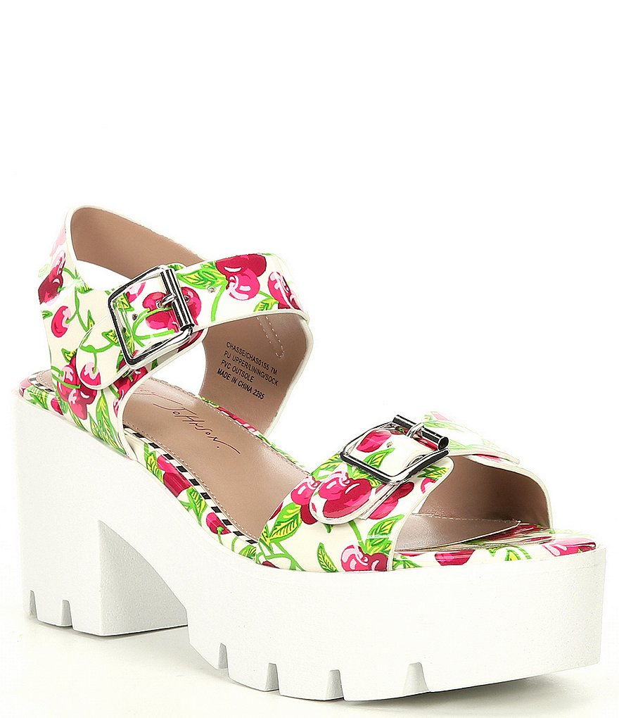 Betsey Johnson Chasse Cherry Print Platform Dress Sandals