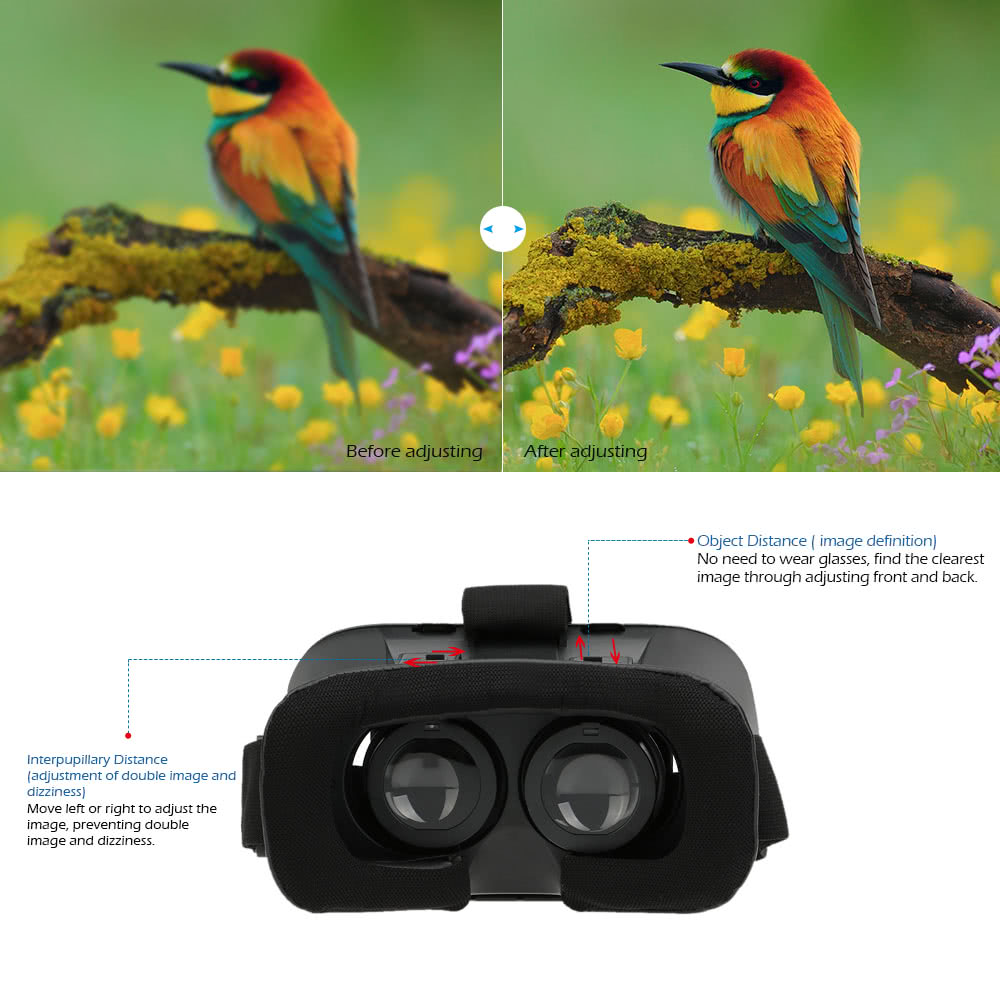 Andoer Virtual Reality Glasses 3D VR Box Glasses Headset Universal for Android iOS Windows Smart Phones with 4.7 to 6.0 Inches