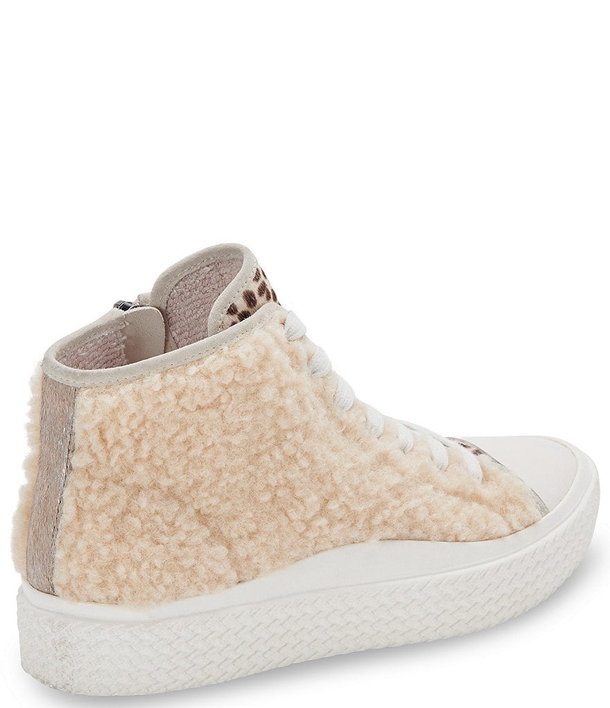 Dolce Vita Veola Plush Faux Shearling And Calf Hair High Top Sneakers