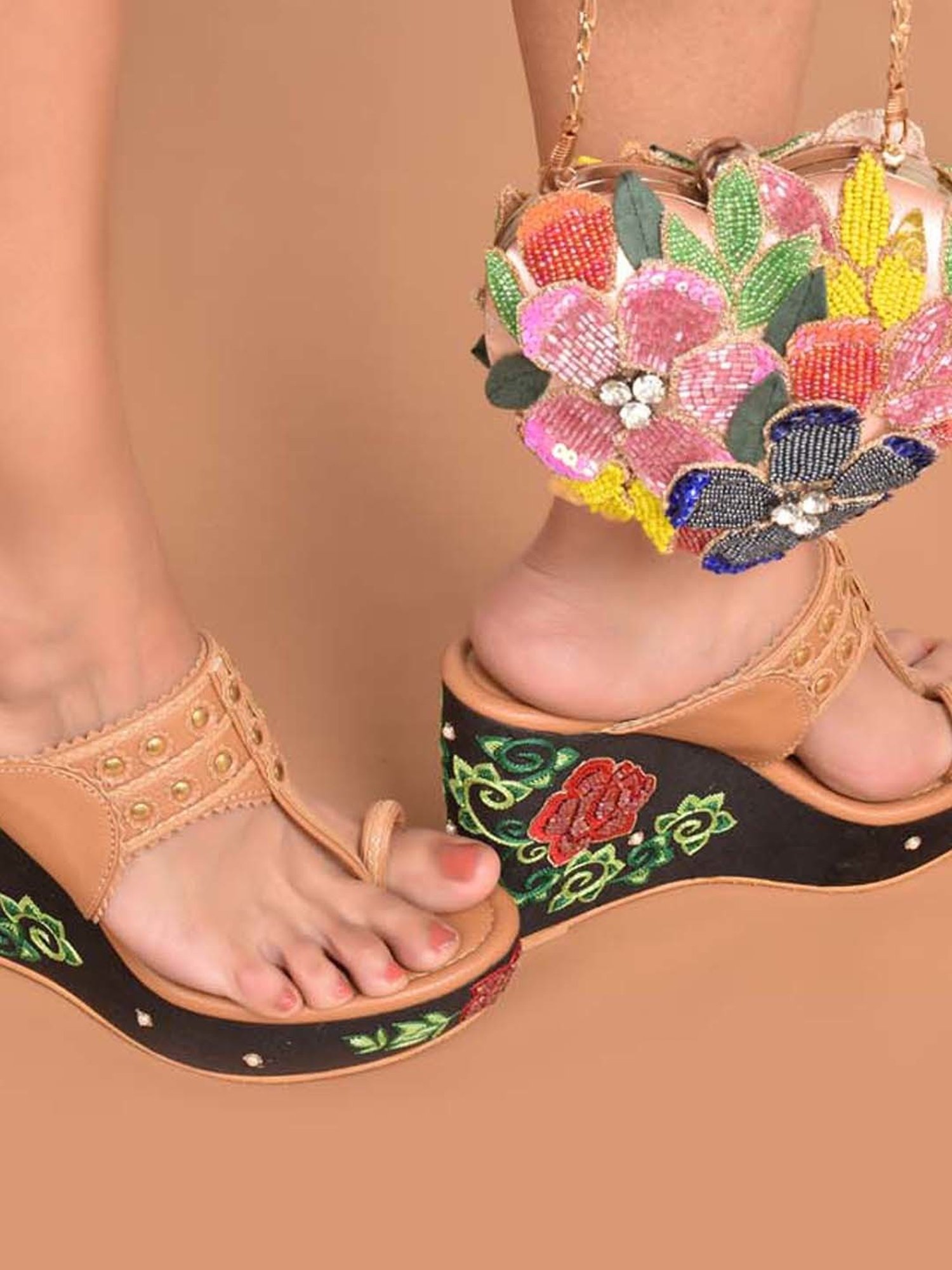 Sole House Women's Nude Toe Ring Wedges