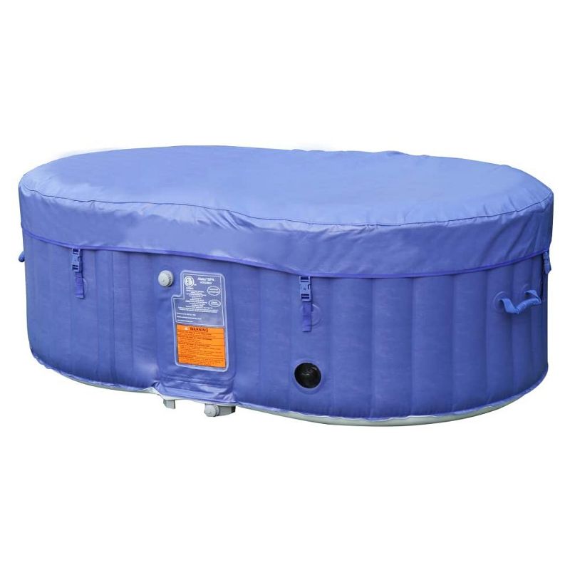 Aleko 145 Gallon Water Capacity PureSpa 2 Person Square Inflatable High Powered Bubble Jetted Hot Tub with Fitted Cover, Dark Blue