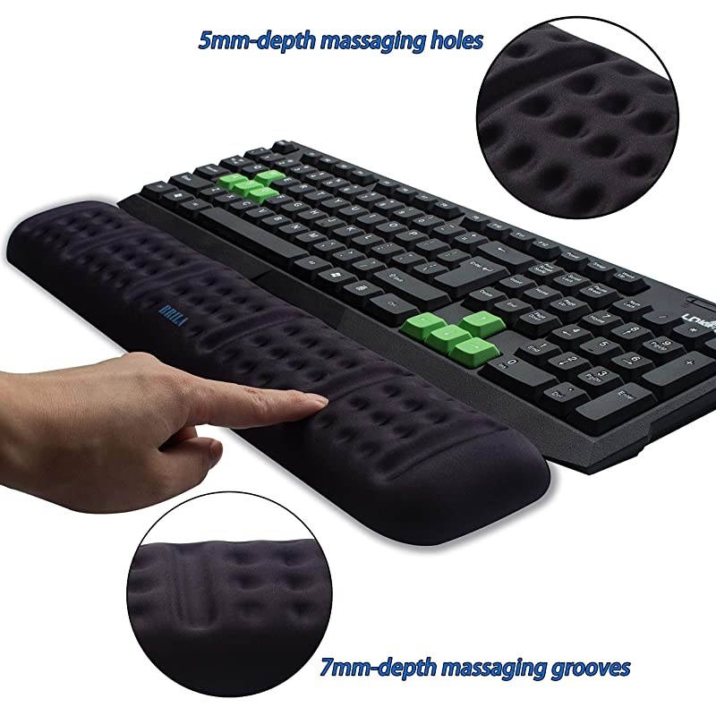 Upgraded Ergonomic Keyboard Wrist Rest Support Cushion Pad Comfy Soft Memory Foam Gel Padding NonSlip Large Keyboard Wrist Hand Elbow Palm Support Pad Black Keyboard Wrist Rest