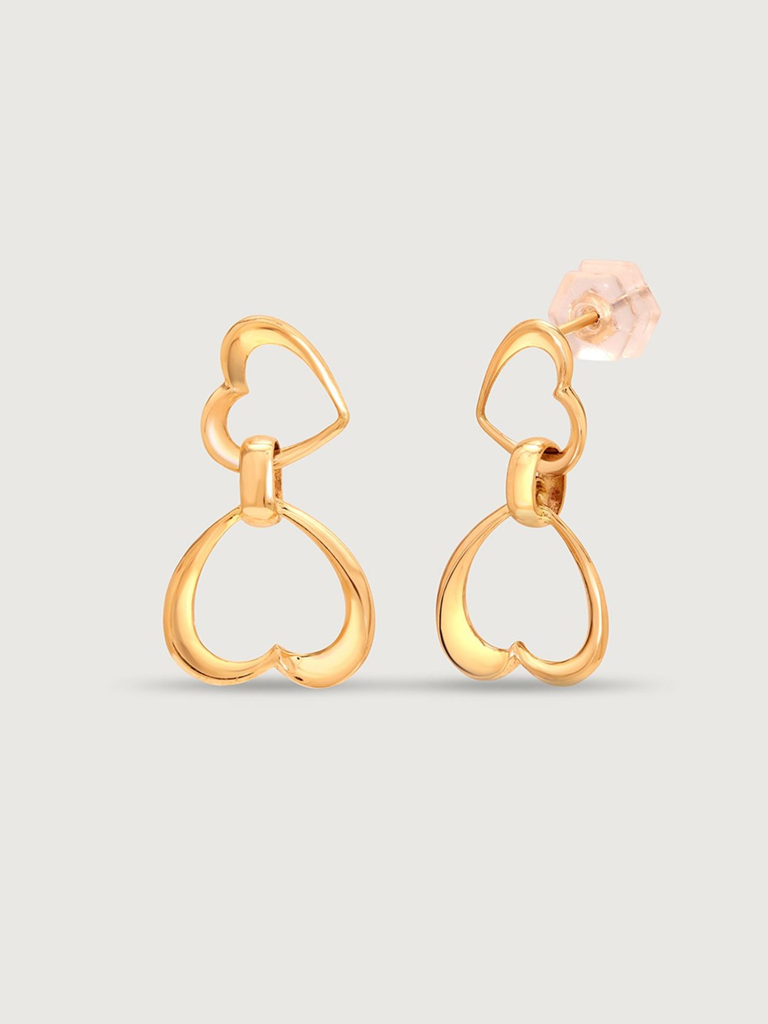 Mia by Tanishq Cupid Edit Dangling Heart 14k Gold Drop Earrings for Women
