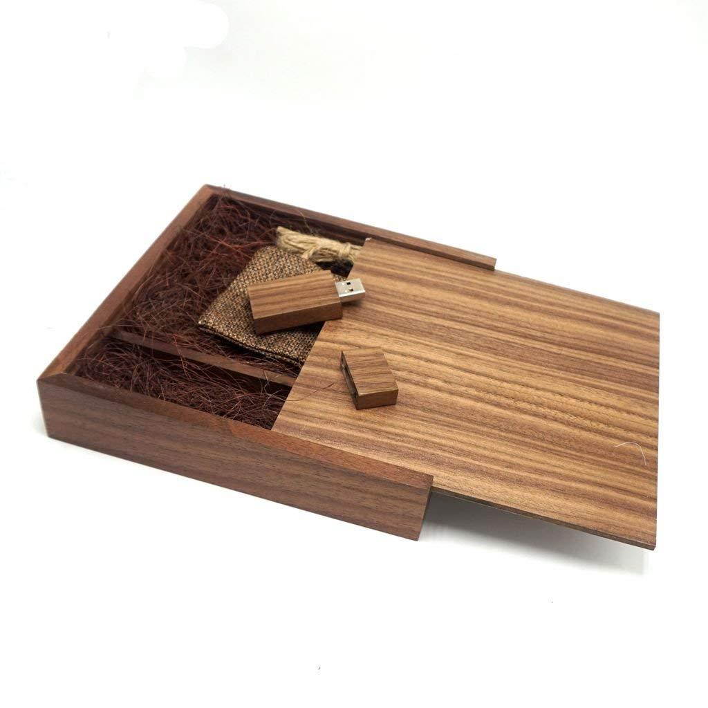 Lonmax 32GB Walnut Wooden USB Flash Drive USB 2.0 Flash Disk Pen Drive Wedding Birthday Gifts Walnut Box (17017035mm) (32GB, Walnut +Walnut Box)