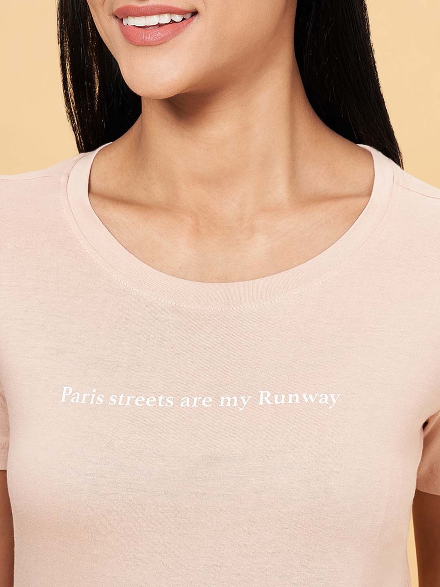 Honey by Pantaloons Pink Cotton Printed T-Shirt