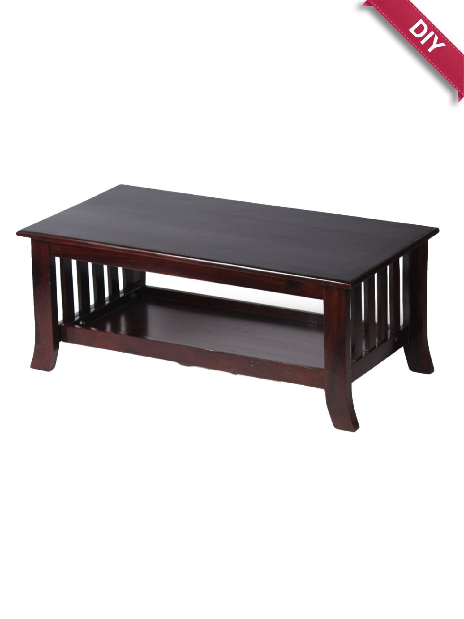 Ikiriya Blairs Dark Brown Wood Coffee Table for Living Room Dark Walnut Finish