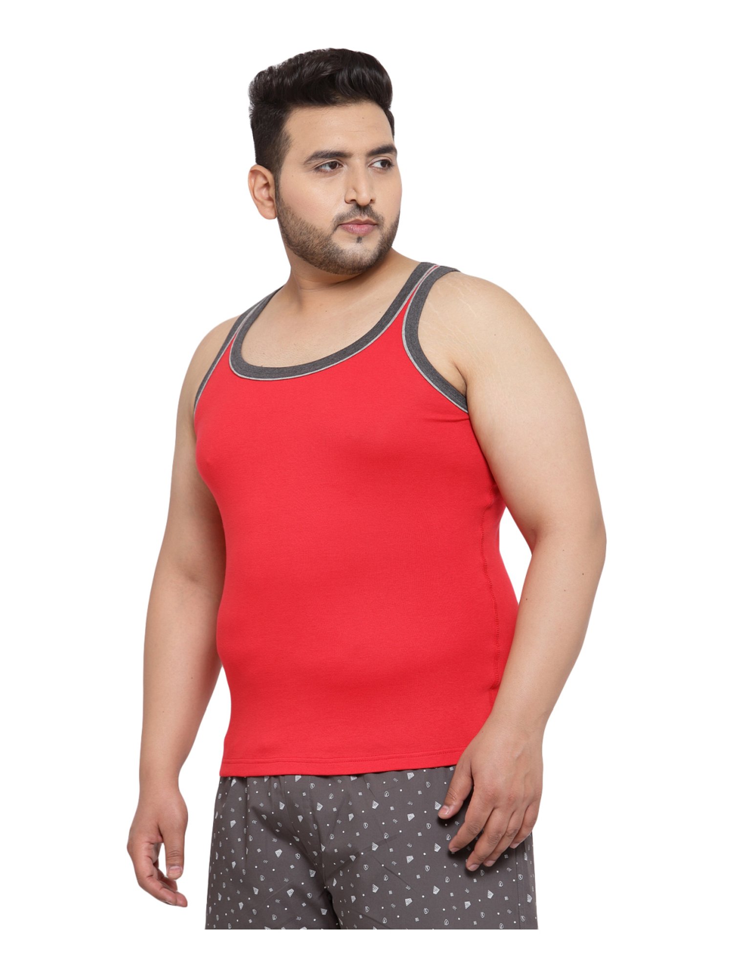 Melon by PlusS Red Cotton Regular Fit Vest