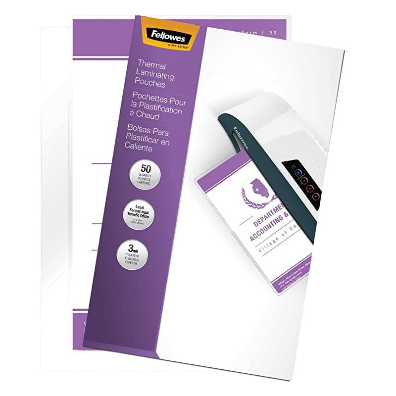 Laminating Pouches, Thermal, Legal Size, 3 Mil, 50 Pack (52226)