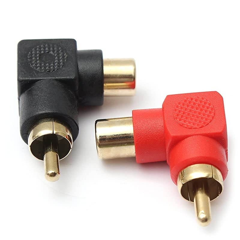 Male to Female Connectors Right Angle Plug Adapters MF 90 Degree Elbow GoldPlated 10 Black + 10 Red 20Pack