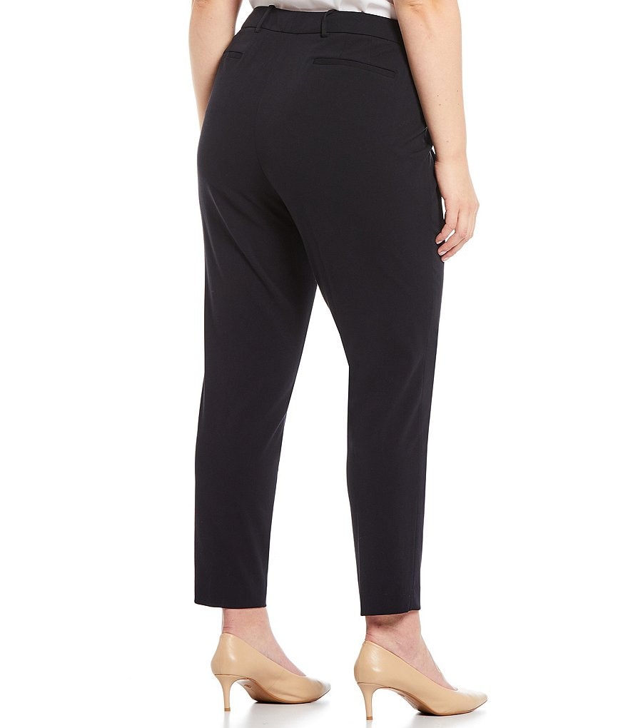 Kasper Plus Size Stretch Crepe Stand Combo Collar One Button Jacket