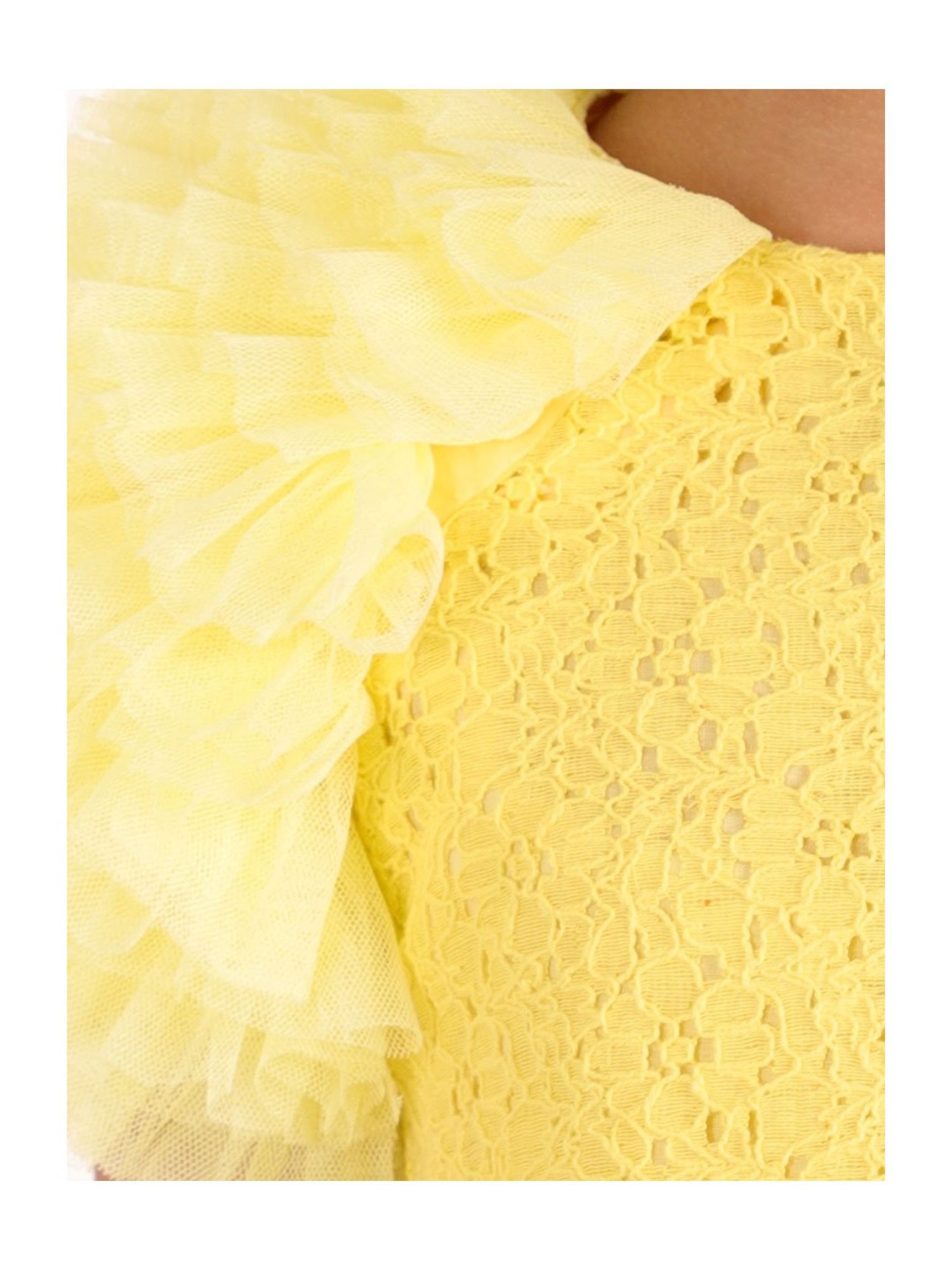 KidsDew Kids Yellow Self Design Dress