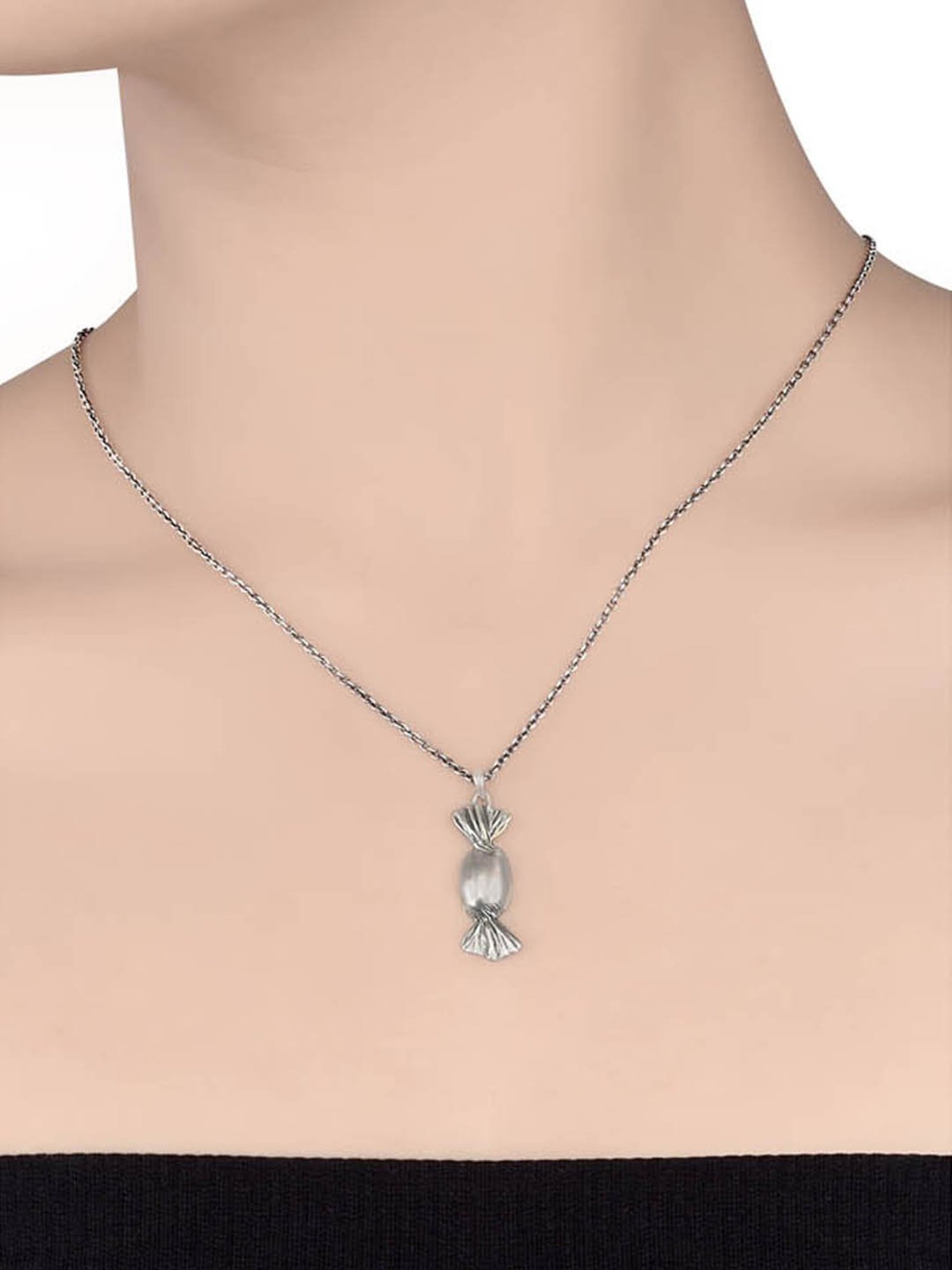 Tribe Amrapali Toffee Silver-Plated Masaba Pendant with Chain