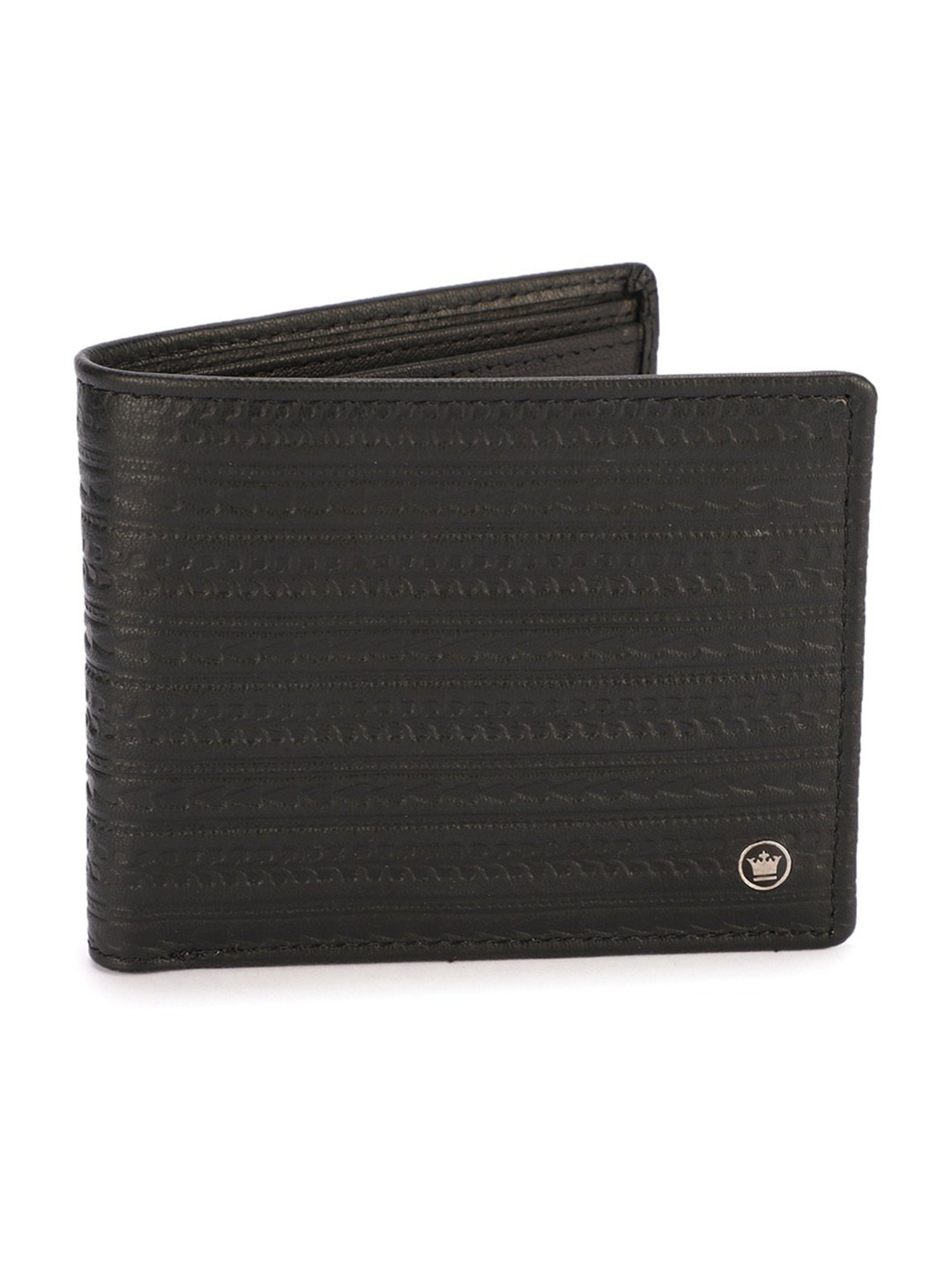 Louis Philippe Black Textured Leather Bi-Fold Wallet for Men