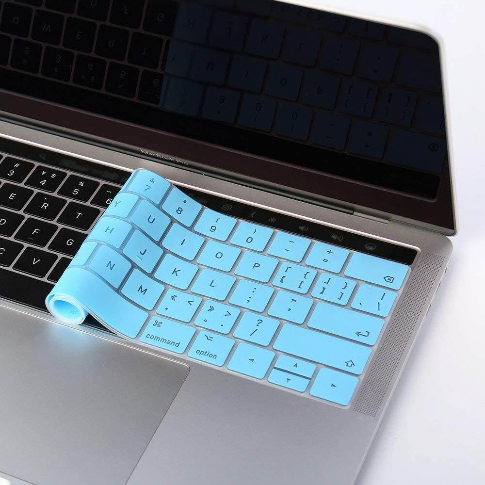MacBook Keyboard Skins, Backlight Silicone Keyboard Cover Protector for Newest MacBook Pro 13/15 inch with TouchBar(A1706/A1707/A1998/A1990)-Blue
