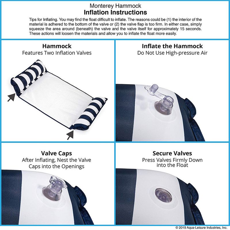 Aqua Monterey Hammock 4 in 1 Multi Purpose (Saddle, Lounge Chair, Hammock, Drifter) Inflatable Pool Float, Blue