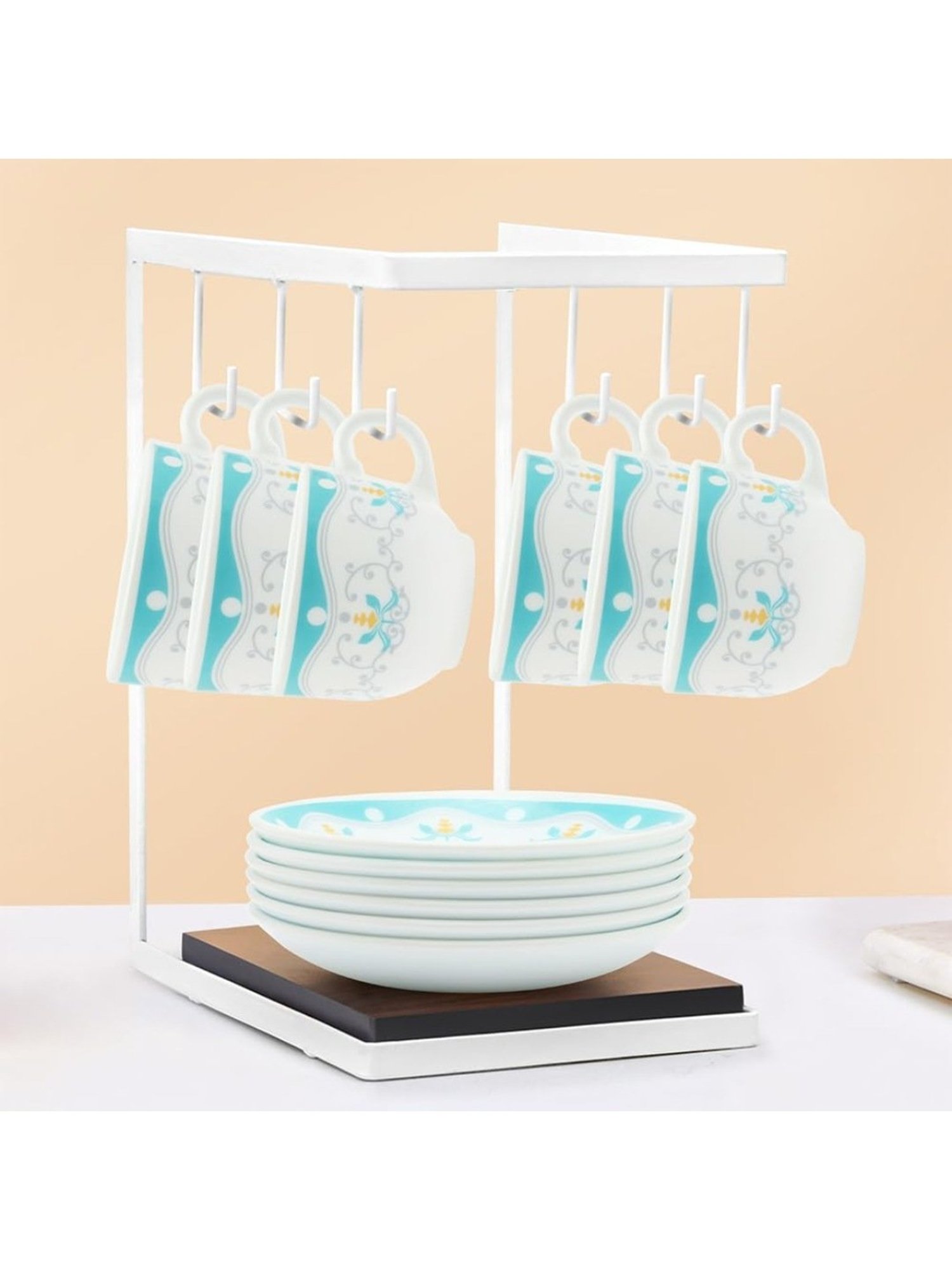 Larah by Borosil Multicolor Ceramic Opalware Cup and Saucer Set of 12 220ml