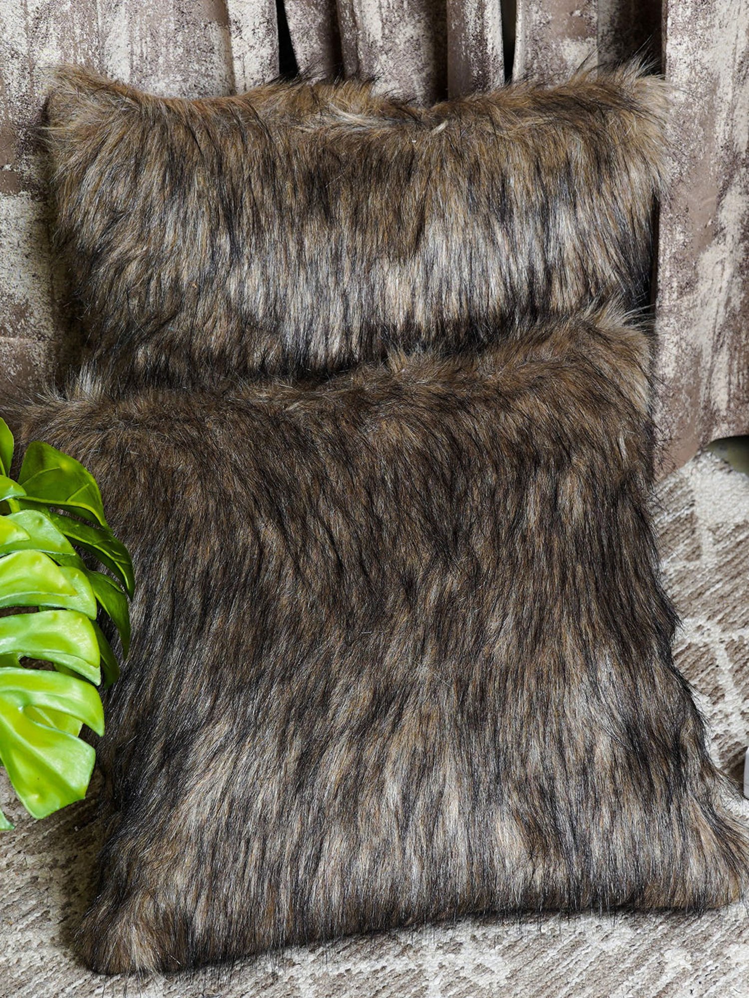 The Artment BrushedDreams Faux Fur Cocoa Brown Cushion Cover (Set of 2)