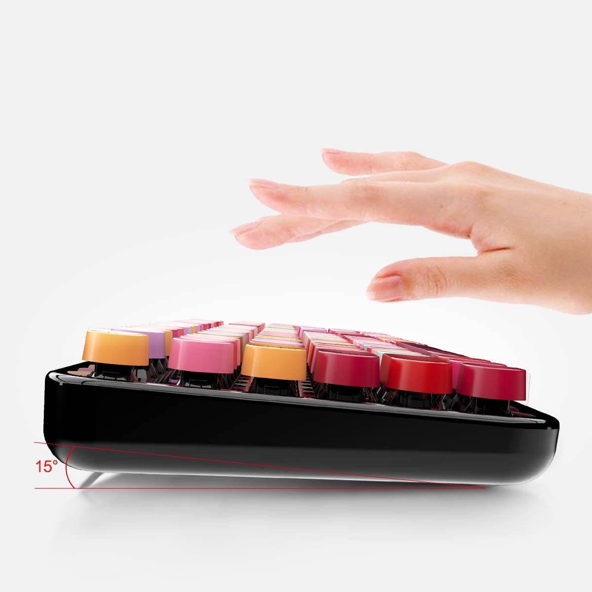 MOFII Wireless Keyboard and Mouse Combo, 2.4G Cute Round Girl Lipstick Retro Round Cap Keyboard Mute Keyboard Mouse Set for Laptop, Computer, Mac (Mixed Color)