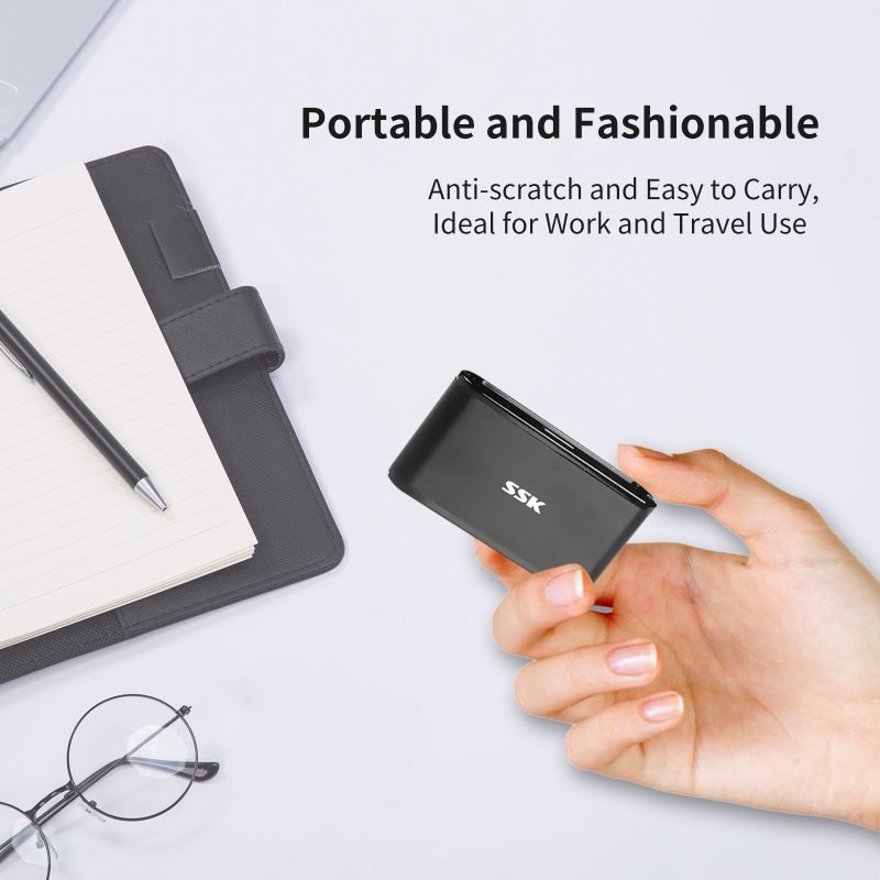 SSK USB SD Card Reader, 3-in-1 USB 3.0 Micro SD Card Reader,  Memory Card Reader Triple Slots for Camera Computer CF TF SD SDHC SDXC Mini SD, Compatible with Windows, Linux/Unix, MacOS X