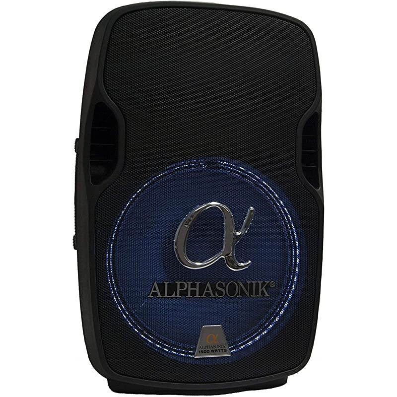 15quot Portable Rechargeable Battery Powered 1500W PRO DJ Amplified Loud Speaker with 2 Wireless Microphones Echo Bluetooth USB SD Card AUX MP3 FM Radio PA System LED Ring Karaoke Tripod Stand