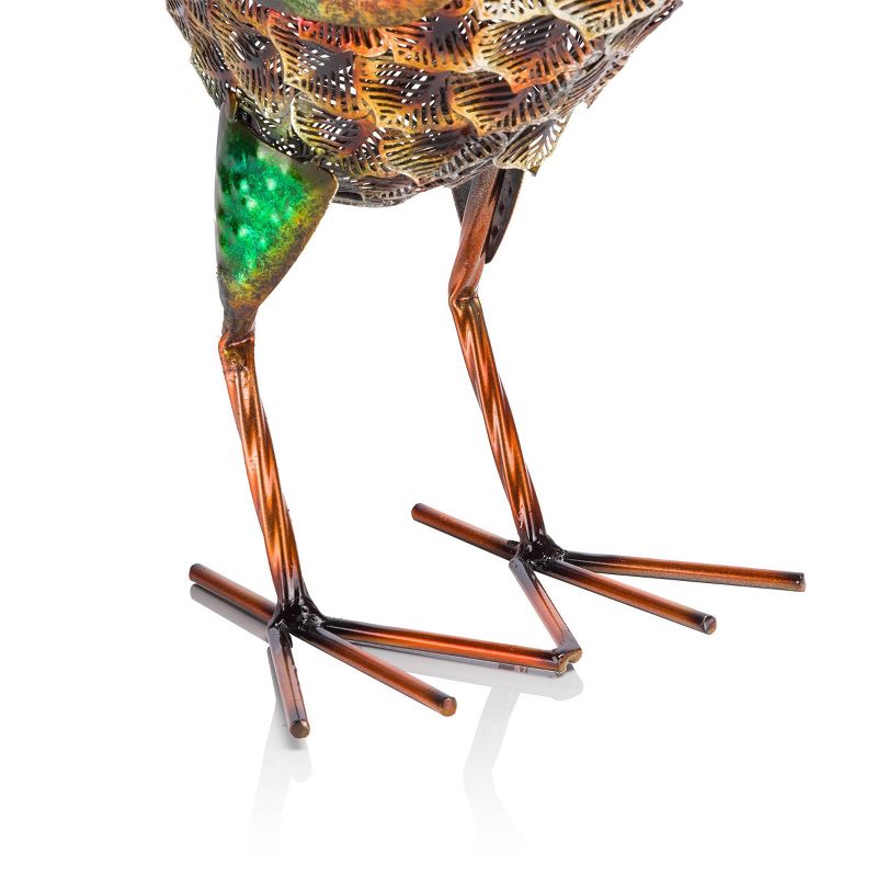 16" x 14" Outdoor Iron Rooster Standing Yard Statue Turquoise - Alpine Corporation