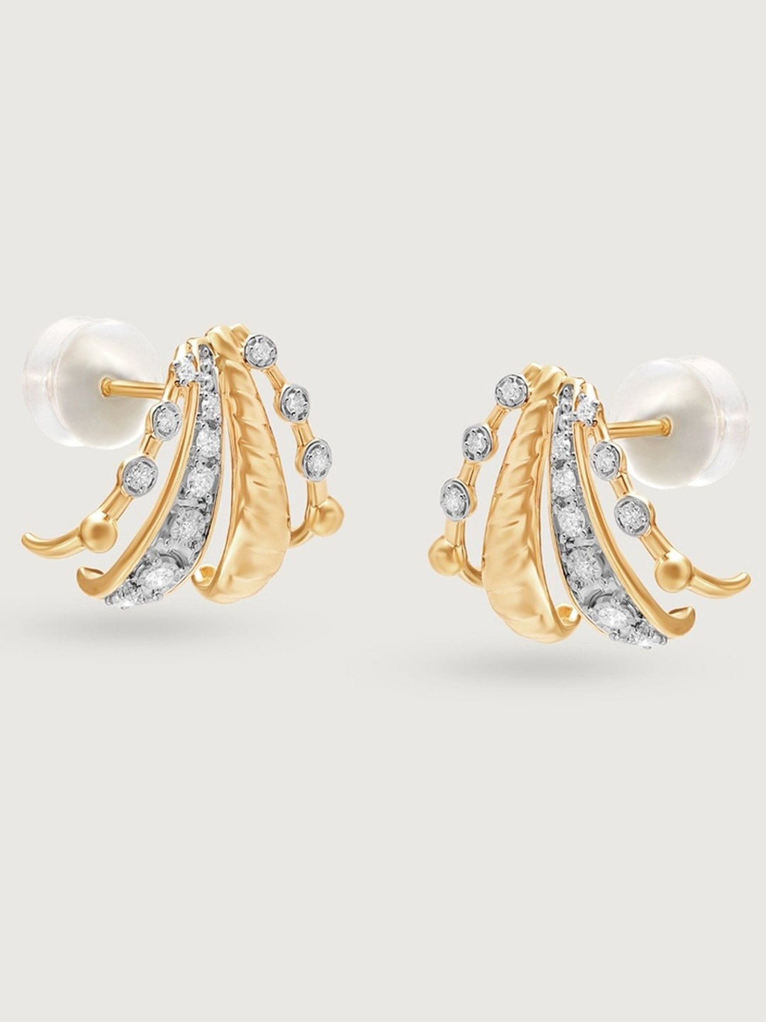 Mia by Tanishq Dazzling Trails 14k Gold & Diamond Hoop Earrings