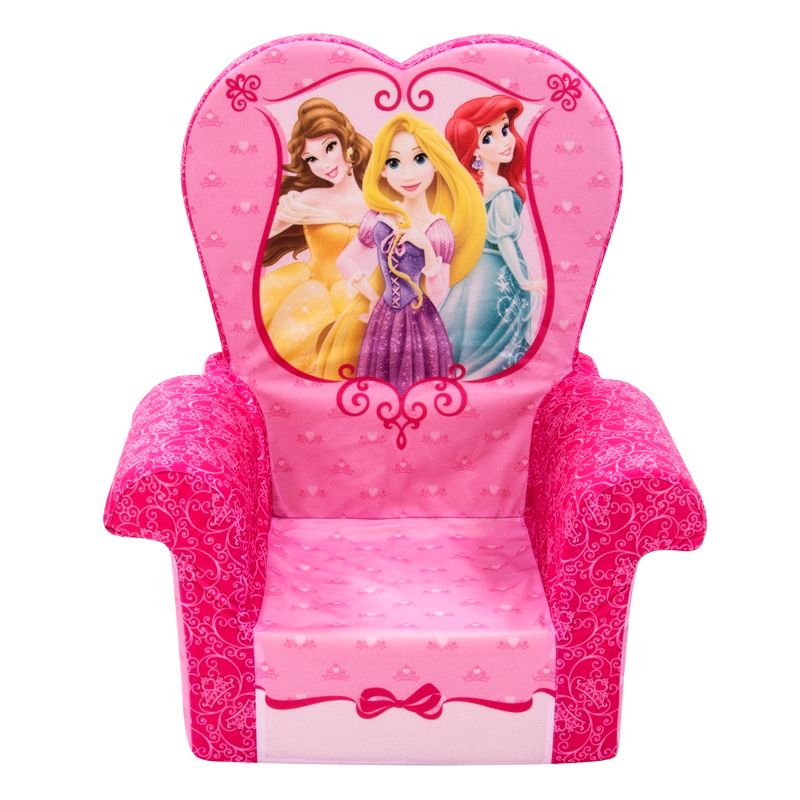 Marshmallow Furniture Comfy Foam Toddler Chair Kid's Furniture for Ages 2 Years Old and Up, Disney Princess Themed, Pink