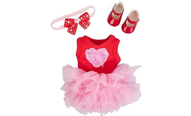Dress Along Dolly Pink Heart Outfit for American Girl Doll