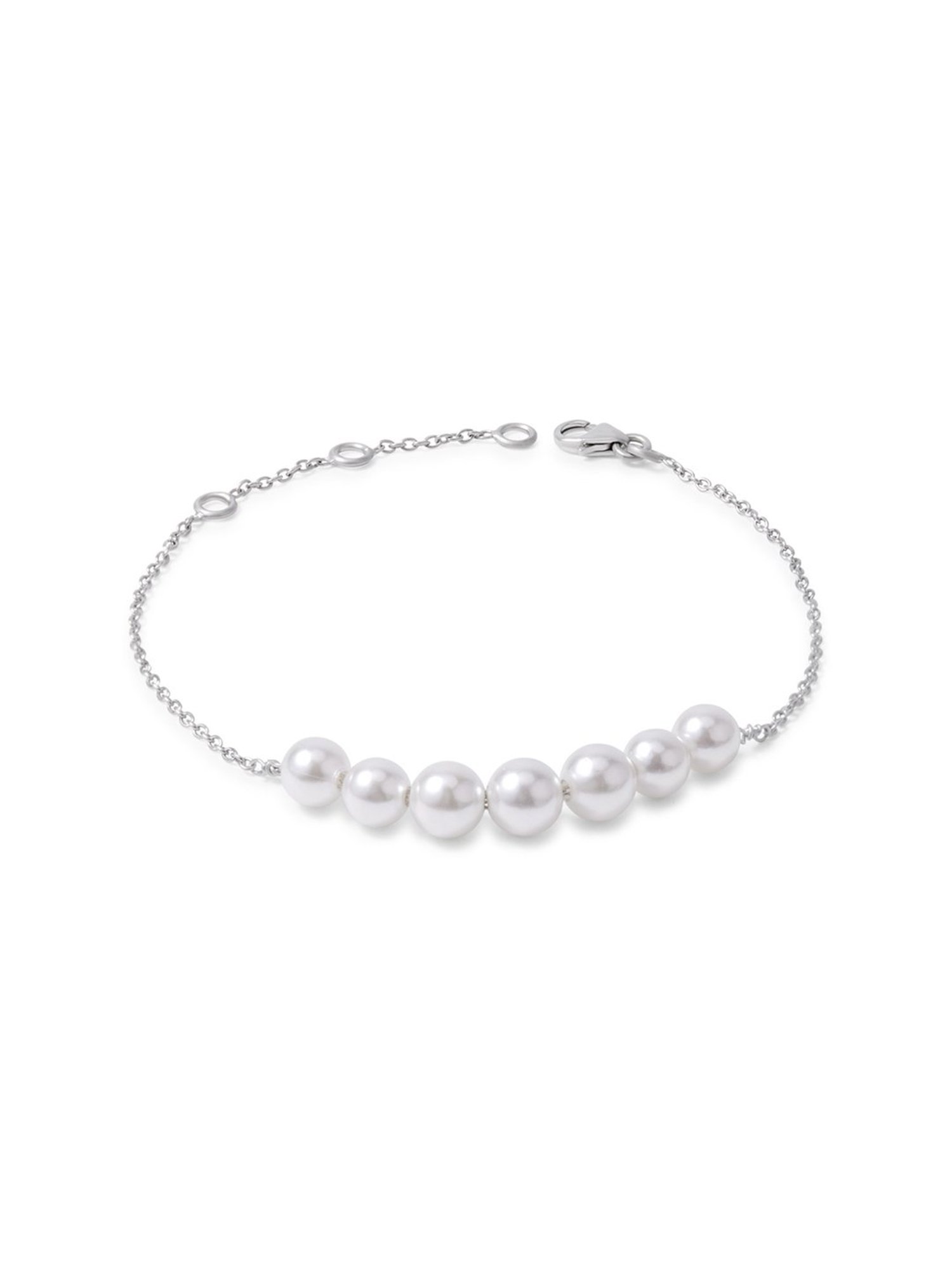 March by FableStreet 92.5 Sterling Silver White Pearls Bracelet for Women