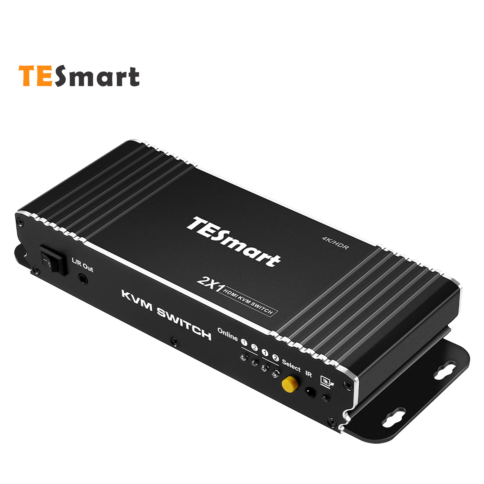 TESmart HDMI KVM Switch 2 Port 4K@60Hz Ultra HD 2x1 HDMI KVM Switcher with 2 Pcs 5ft KVM Cables Supports USB 2.0 Devices, Mechanical and Multimedia Keyboard and Mouse Pass Through Control up to 2 PCs