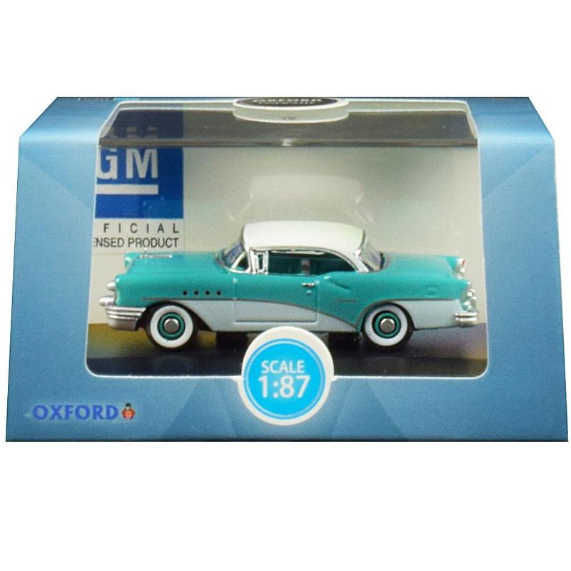 1955 Buick Century Turquoise and Polo White 1/87 (HO) Scale Diecast Model Car by Oxford Diecast