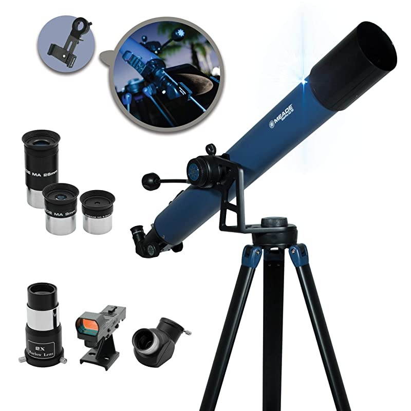 StarPro AZ 80mm Aperture Portable Beginner Refracting Astronomy Telescope with Bonus Adjustable Smartphone Adapter Compact Altazimuth AZ Manual Mount
