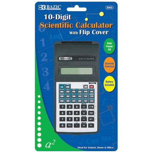 Bazic 10-Digit Scientific Calculator with Flip Cover, Black (3003)