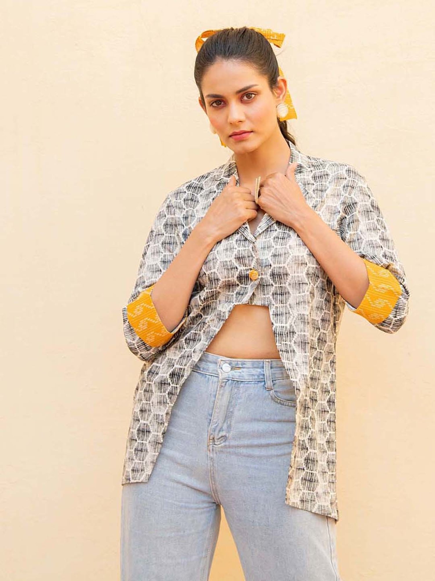 KAORI BY SHREYA AGARWAL Grey Cotton Printed Shirt