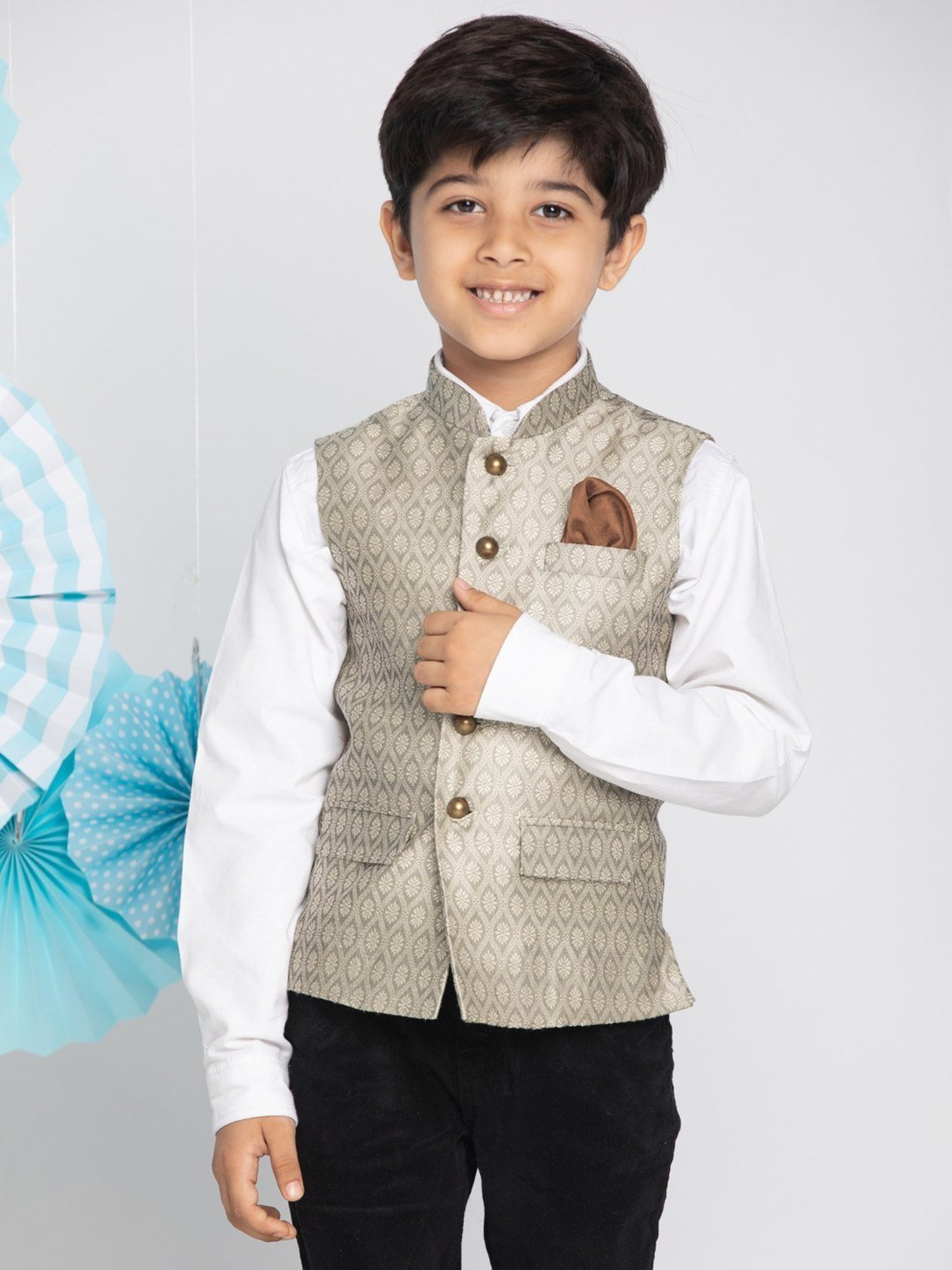 Crimsoune Club Kids Mint Solid Full Sleeves Blazer