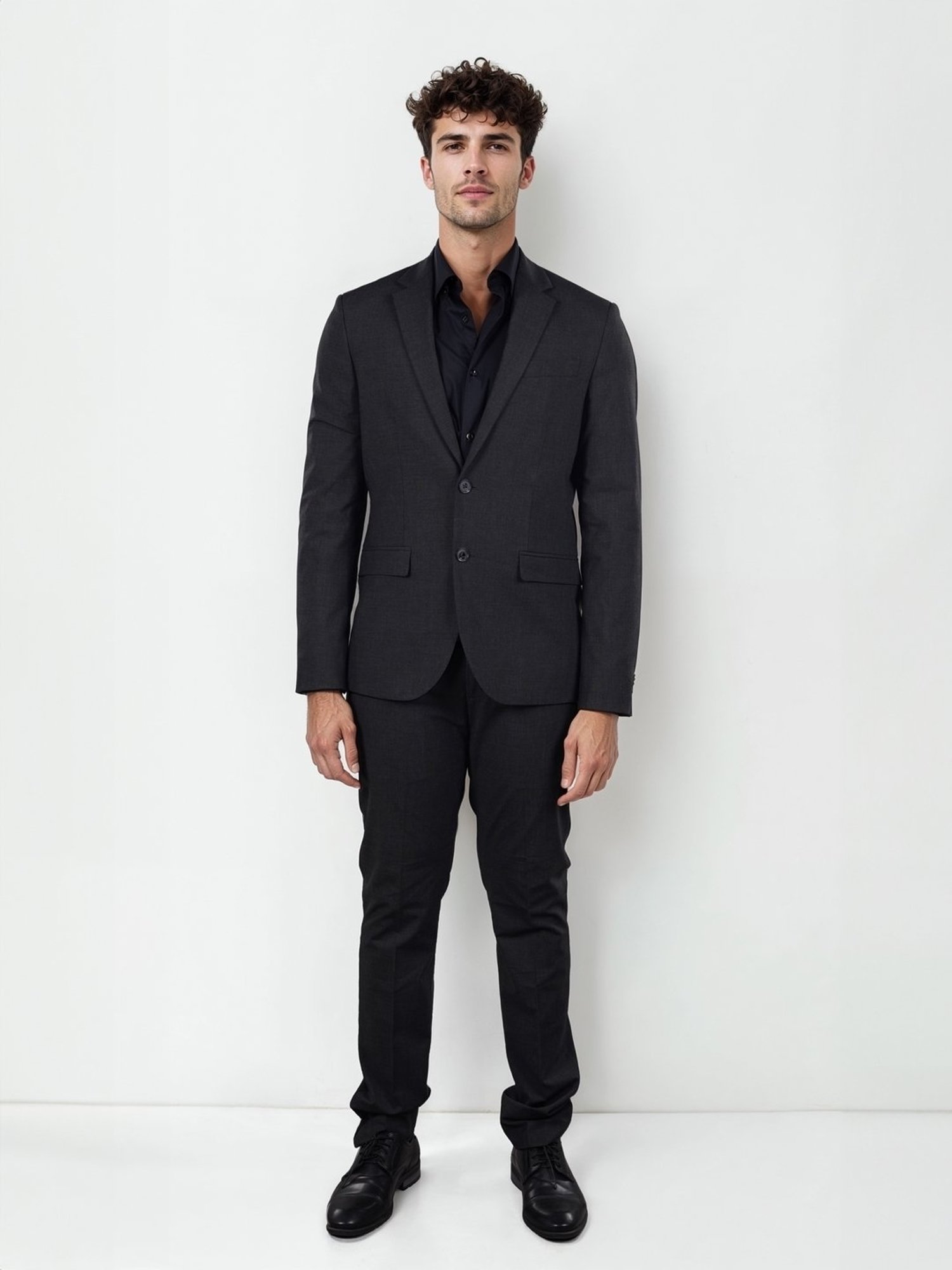 celio* Dark Grey Solid Slim Fit Suit Blazer