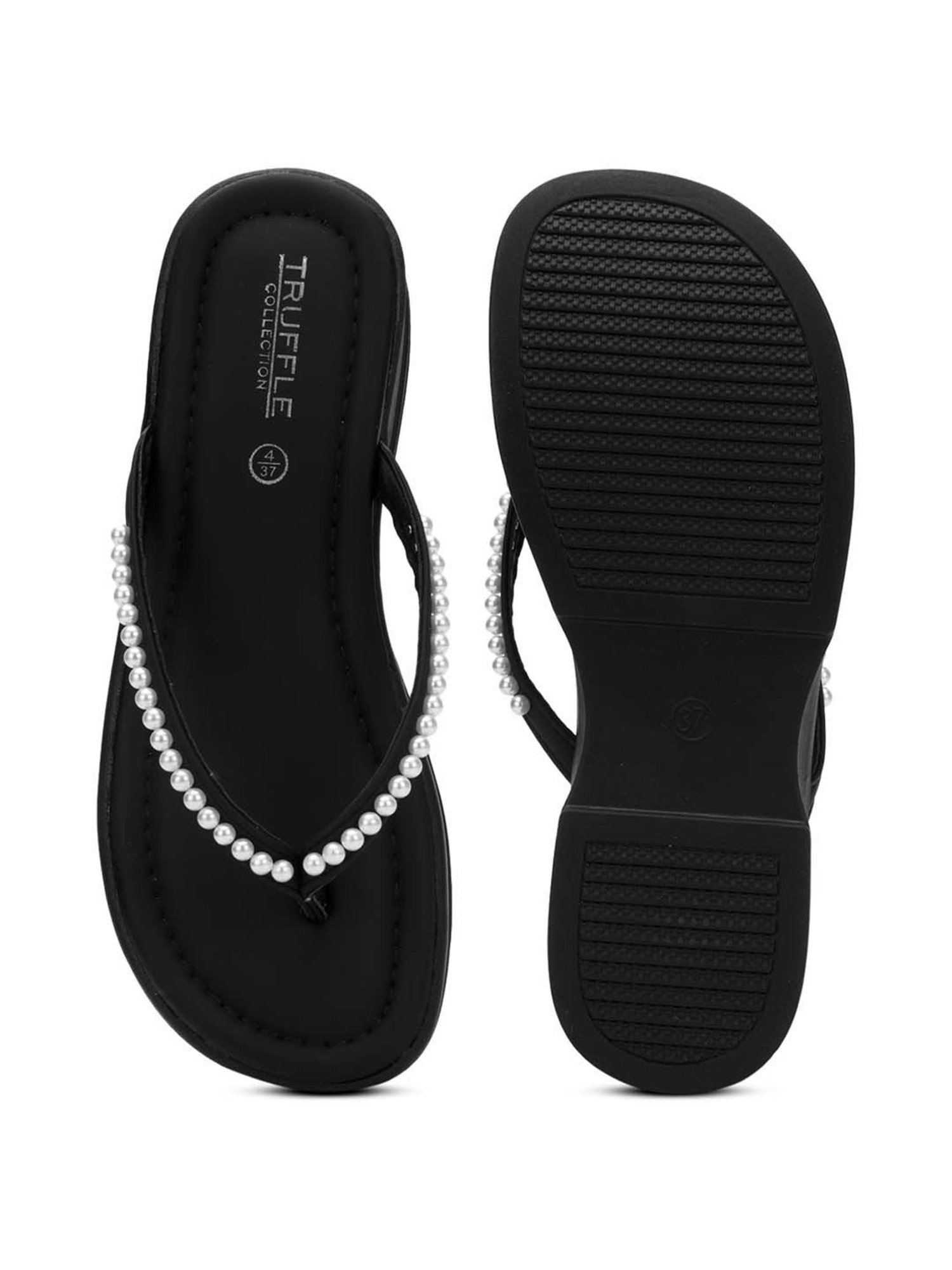 Truffle Collection Women's Black Thong Sandals