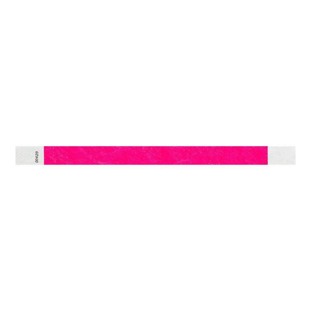 WristCo Neon Pink 3/4" Tyvek Wristbands - 200 Pack Paper Wristbands For Events